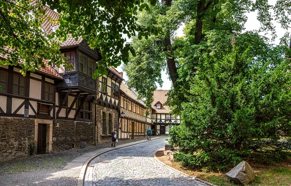 Картинка деревья, улица, дома, Германия, Wernigerode