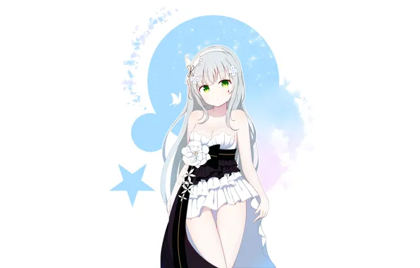 Girl, sexy, cleavage, long hair, dress, boobs, anime, beautiful