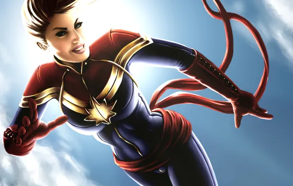 Картинка девушка, супергерой, marvel comics, Carol Danvers, Captain Marvel