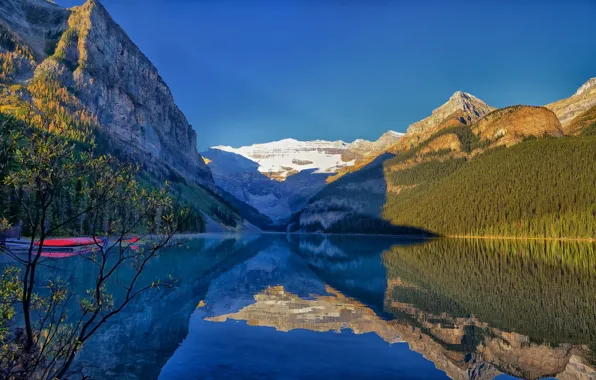 Горы, озеро, отражение, Канада, Альберта, Banff National Park, Alberta, Lake Louise