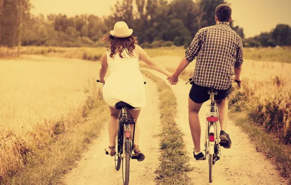 Девушка, любовь, природа, велосипед, фон, отдых, обои, настроения