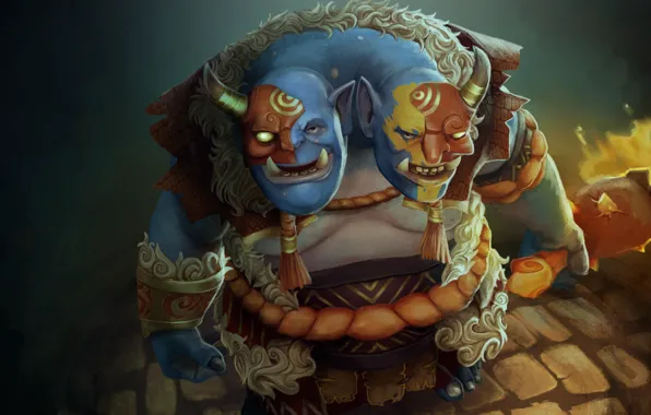 Взгляд, огонь, магия, маска, факел, dota, огр, раскол
