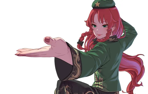Взгляд, девушка, арт, белый фон, Touhou, Тохо, Тоухоу