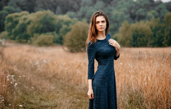 Картинка лето, взгляд, девушка, фигура, платье, красотка