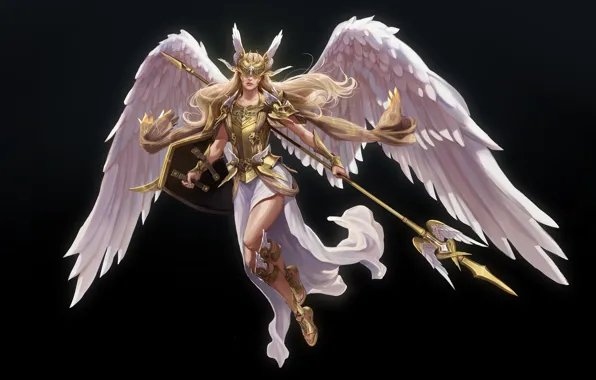 Крылья, ангел, арт, Hyein Go, an angel knigth