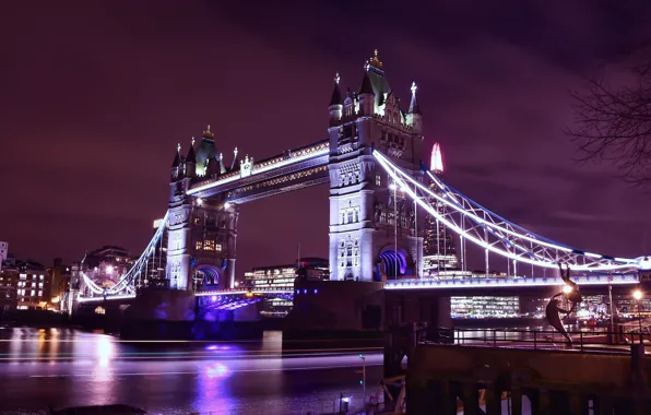 Город, огни, здание, Tower Bridge, London