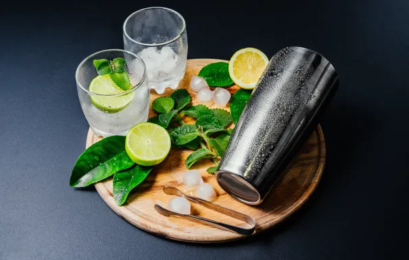 Лимон, лайм, lemon, ice, напиток, мята, cocktail, lime