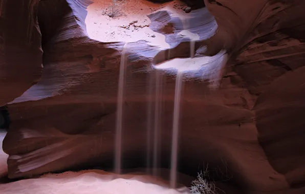 Песок, природа, скалы, текстура, каньон, пещера, antelope canyon, пески времени
