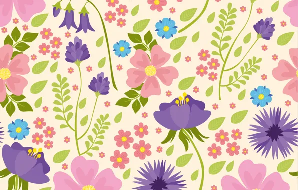 Цветы, текстура, pink, flowers, pattern, purple, seamless