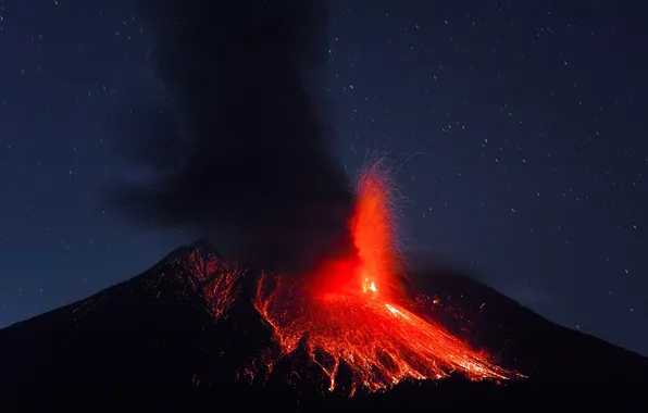 Картинка пепел, огонь, стихия, дым, вулкан, лава, Сакурадзима