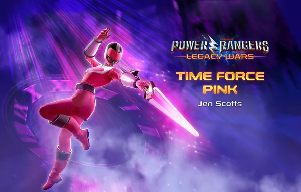 Картинка game, weapon, pink, clock, Power Rangers, Power Rangers: Legacy Wars, Jen Scotts, Time Force
