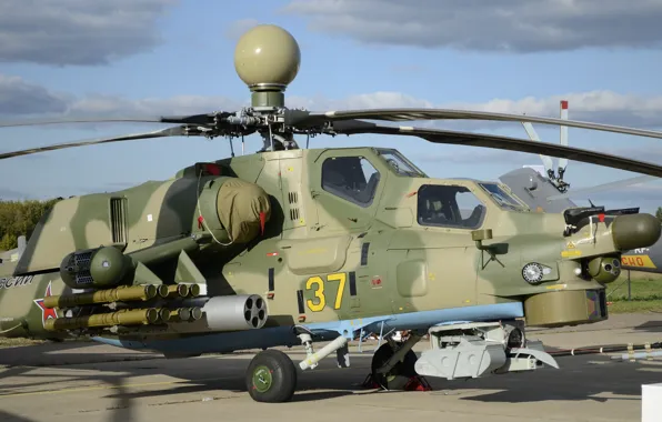 Картинка вертолёт, аэродром, российский, ударный, Mi-28