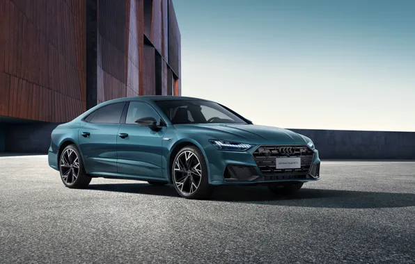Авто, небо, асфальт, audi, блеск, бирюзовый, sky, sedan