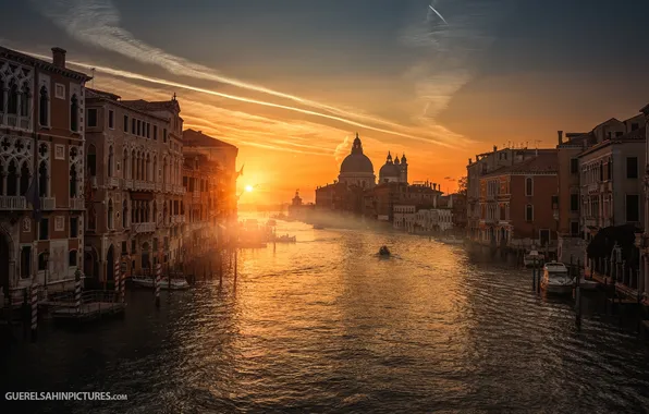 Небо, закат, Венеция, собор, канал, photographer, Guerel Sahin