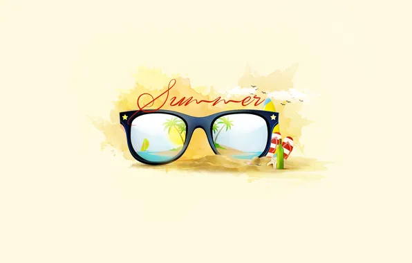 Картинка пляж, лето, пальмы, отдых, отпуск, очки, Design, Suman Sil