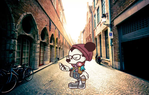 Город, Улица, City, Бельгия, Street, Belgium, Mickey Mouse, Мики Маус