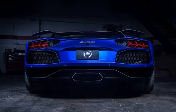 Картинка Lamborghini, Blue, Matte, LP700-4, Aventador, Supercar, Spoiler, Rear