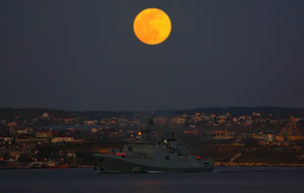 Ночь, луна, фрегат, Севастополь, Адмирал Эссен