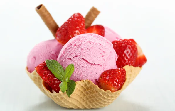 Клубника, мороженое, мята, strawberry, ice cream, mint, сладкие палочки, sweet sticks