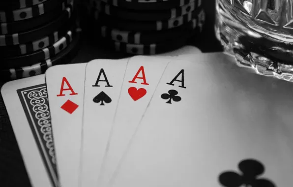 Картинка Черный, Игра, Белый, Стакан, Карты, Покер, Пики, Черви