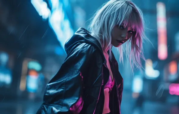 Картинка woman, cyberpunk, warrior, portrait