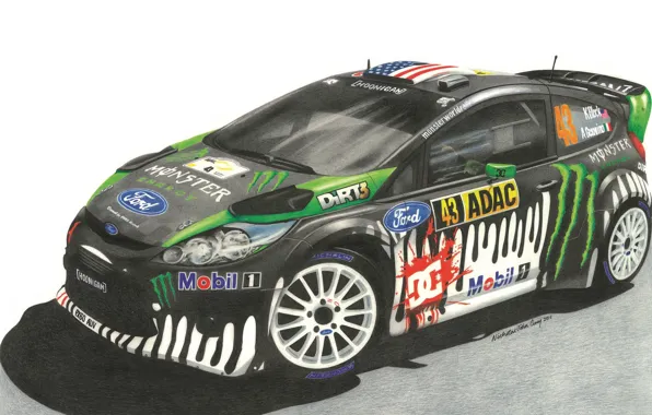 Ford, Рисунок, Форд, WRC, Block, Fiesta, Фиеста, Ken