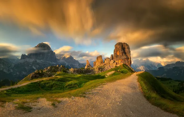 Дорога, облака, скалы, road, clouds, rocks, Tomasz Rojek