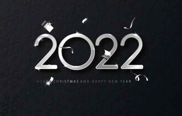 Цифры, Новый год, silver, черный фон, new year, happy, luxury, decoration