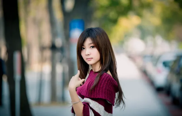 Взгляд, девушка, азиатка