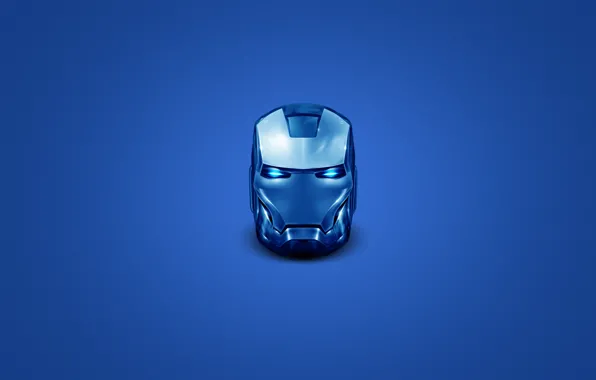Синий, сталь, минимализм, голова, железный человек, iron man, steel, head