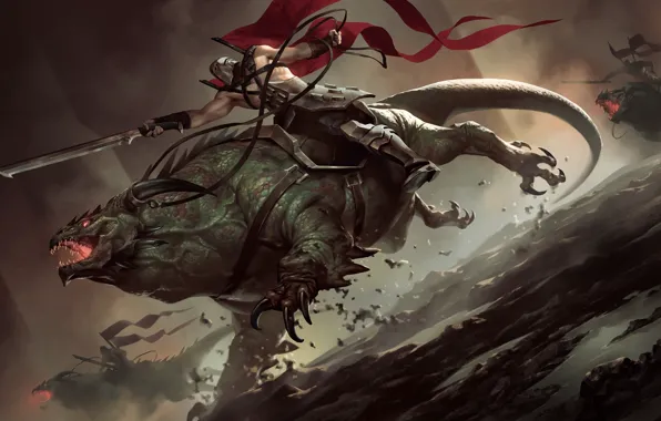 Человек, монстр, меч, всадник, Legends of Runeterra