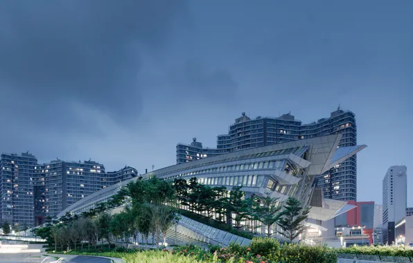 Небо, деревья, сооружение, архитектура, West Kowloon HSR Station - Hong Kong