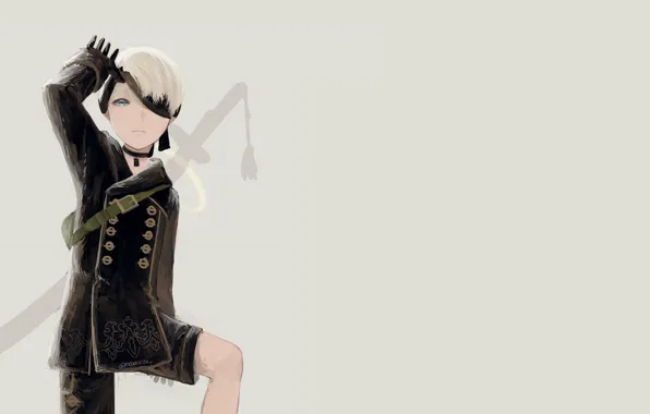 Фон, мальчик, повязка на глаза, Nier Automata, YoRHa No 9 Type S