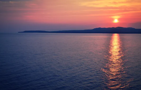 Море, закат, природа, вечер