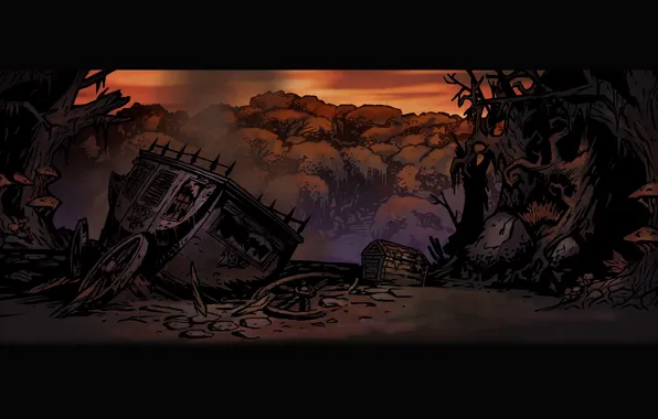 Road, destroyed, darkest dungeon, Carriage