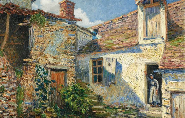 Дом, картина, Francis Picabia, Франсис Пикабиа, Двор Фермы. Море-сюр-Луэн