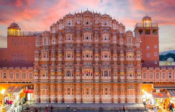 Индия, India, Джайпур, Rajasthan, Раджастхан, Jaipur, Хава-Махал, Hawa Mahal
