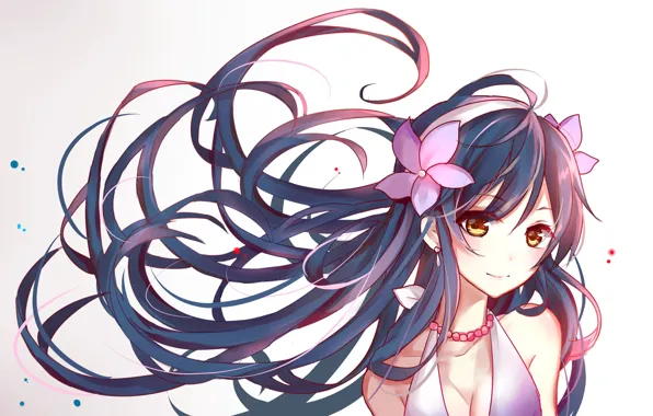 Цветок, взгляд, волосы, арт, девочка, love live! school idol project, sonoda umi, akira ying