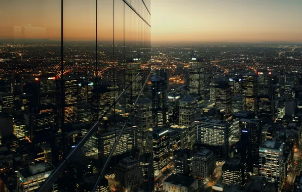 Отражение, здание, высота, Melbourne, Australia