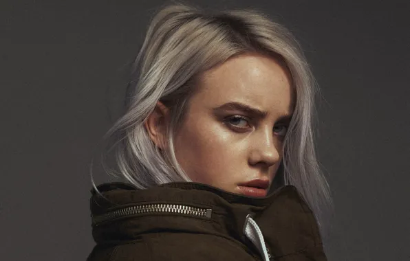 Взгляд, девушка, волосы, певица, singer, Billie Eilish, Билли Айлиш