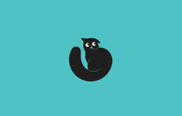 Кошка, фон, обои, минимализм, вектор, арт, Emilia Hasanova