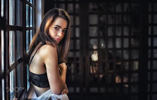 Model, Looking At Camera, Pablo Cañas, At The Window