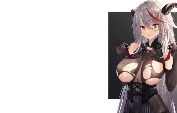 Girl, hot, Sexy, Anime, boobs, breasts, torn, azur lane