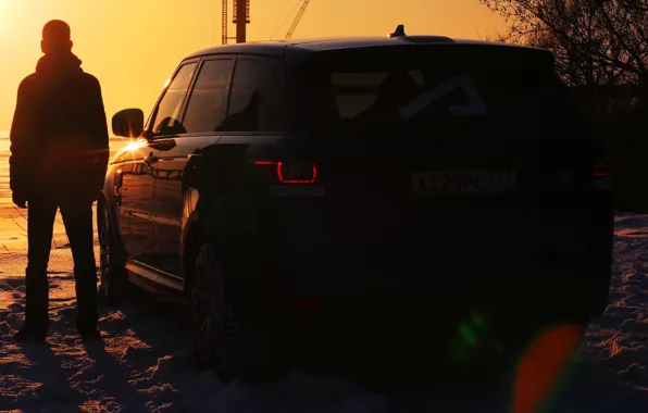 Песок, Природа, Мужик, Land Rover, Стоит