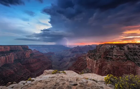 Картинка молния, США, Гранд-Каньон, штат Аризона, Большой каньон