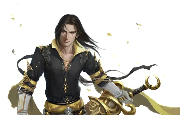 Картинка оружие, азия, аниме, воин, арт, парень