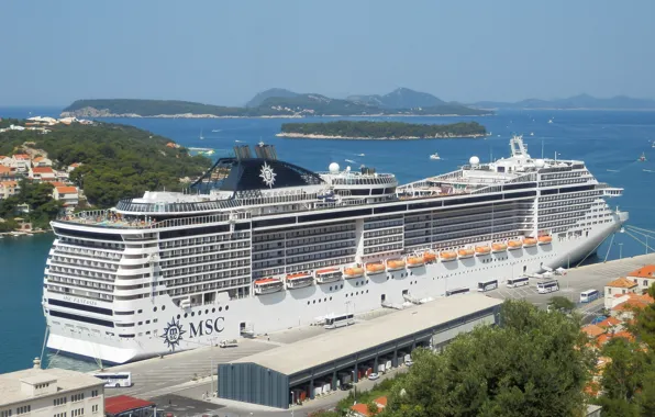 Море, небо, побережье, крейсер, Dubrovnik