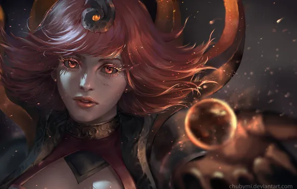 Девушка, фэнтази, Lux, league of legends, by ChubyMi, Fire Element