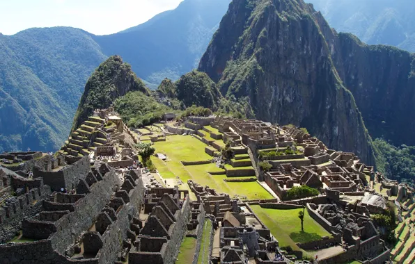 Картинка небо, горы, город, развалины, руины, Перу, Мачу-Пикчу, peru
