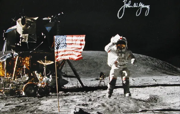 Space, Moon, NASA, history, astronaut, autograph, apollo-16